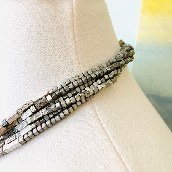 Chico’s Vintage Necklace Cercello Hammered Multi-Strand Silver Tone - Picture 3 of 11